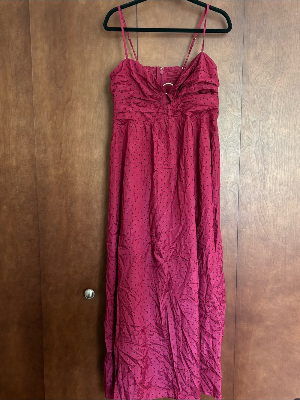 Abercrombie & Fitch Strapless Hardware Cutout Maxi Dress In Plum Dot Size XL - Picture 4 of 8